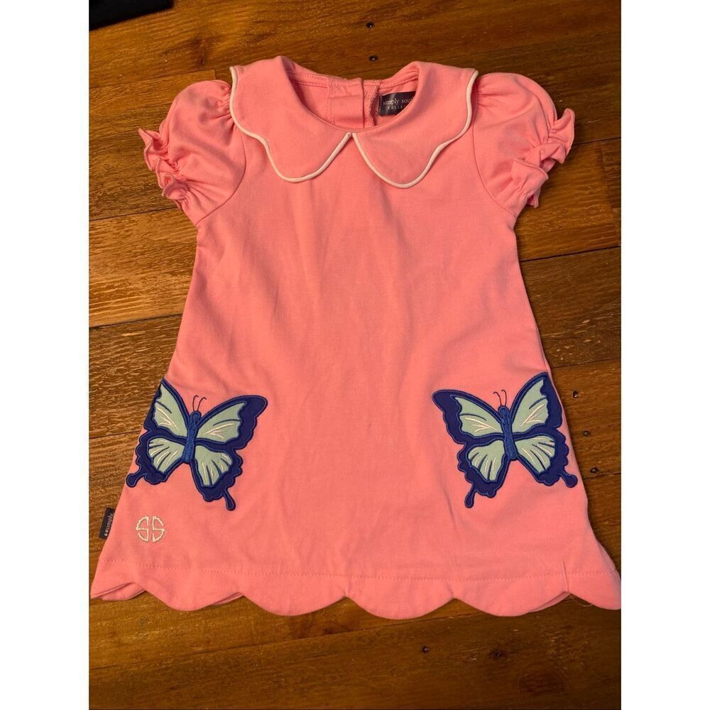 Simply Southern 6-12 month baby girl dress pink blue butterfly